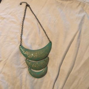 Gold and Teal Statement Necklace